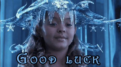 Girl With Ice On Head Saying Good Luck GIF