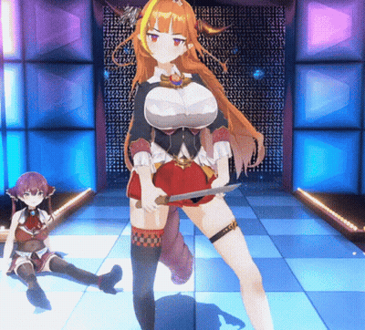 Girl With Knife Standing Next To Another Girl GIF