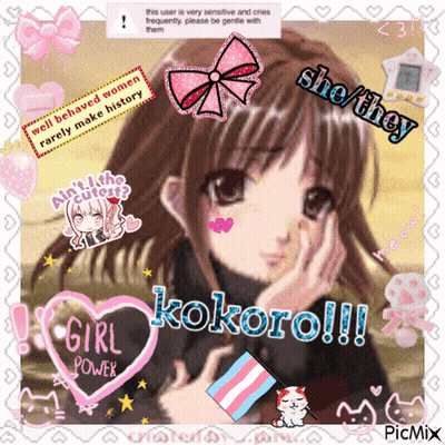 Girl With Kokoro Text GIF