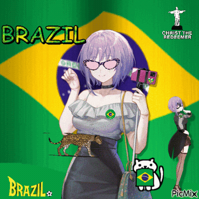 Girl With Leopard Saying Brazil GIF