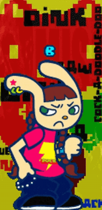 Girl With Lightning Bolt Shirt And Dink Text GIF