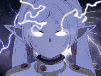 Girl With Lightning Coming From Head GIF