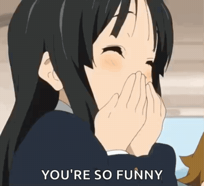 Girl With Long Black Hair Covering Mouth Saying You're So Funny GIF