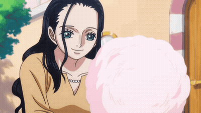 Girl With Long Black Hair Holding Pink Cotton Candy GIF