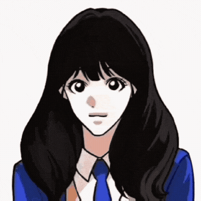 Girl With Long Black Hair In Blue Jacket And Tie GIF