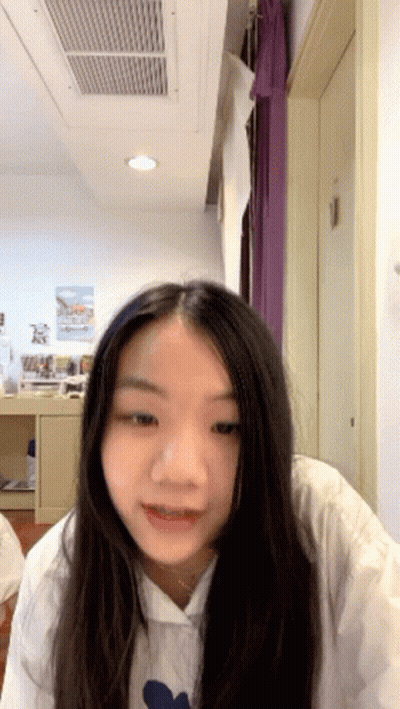 Girl With Long Black Hair Looking GIF