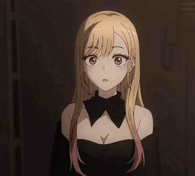 Girl With Long Blonde Hair In Black Top GIF