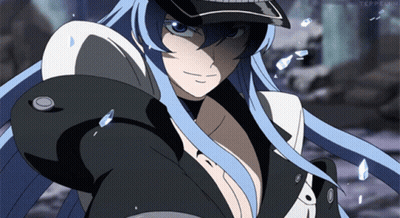 Girl With Long Blue Hair And Hat GIF