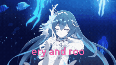 Girl With Long Blue Hair Ery And Roo In Red GIF
