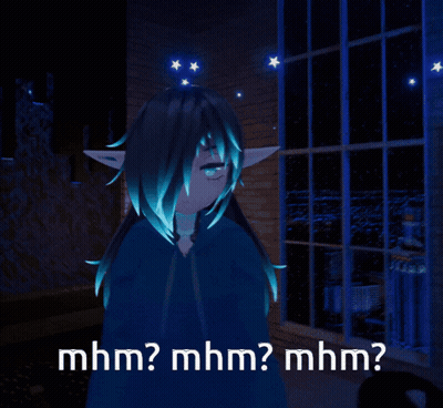 Girl With Long Blue Hair Saying Mhm GIF