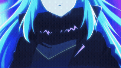 Girl With Long Blue Hair Standing By Window GIF