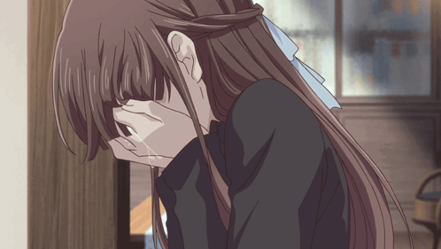 Girl With Long Brown Hair Crying GIF