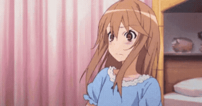 Girl With Long Brown Hair In Blue Dress GIF