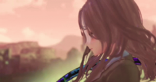 Girl with Long Brown Hair in Field