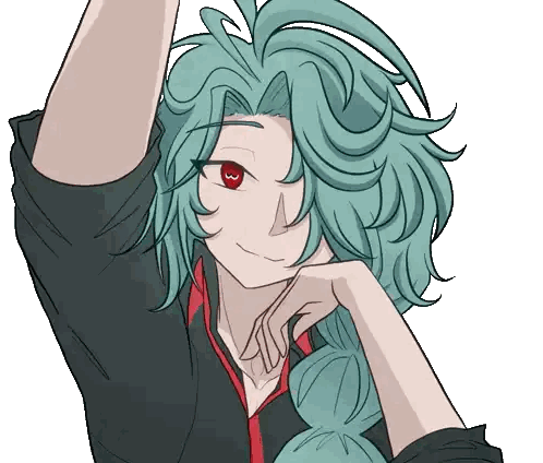 Girl With Long Green Hair And Red Eyes Sticker