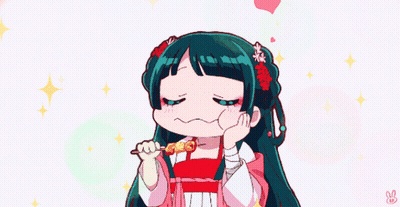 Girl With Long Green Hair Holding Stick GIF