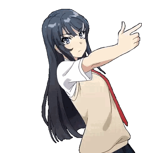 Girl With Long Hair And Red Tie Pointing Sticker