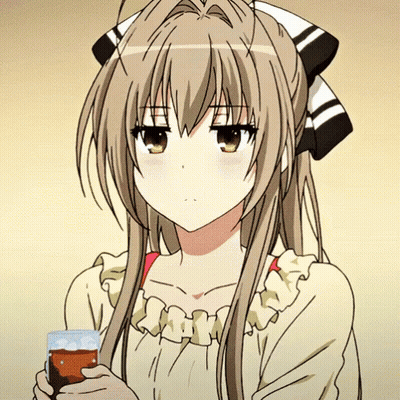 Girl With Long Hair Holding Glass GIF