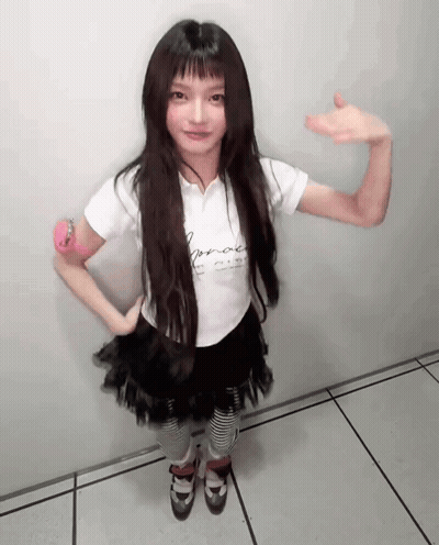Girl With Long Hair In I Love You Shirt GIF