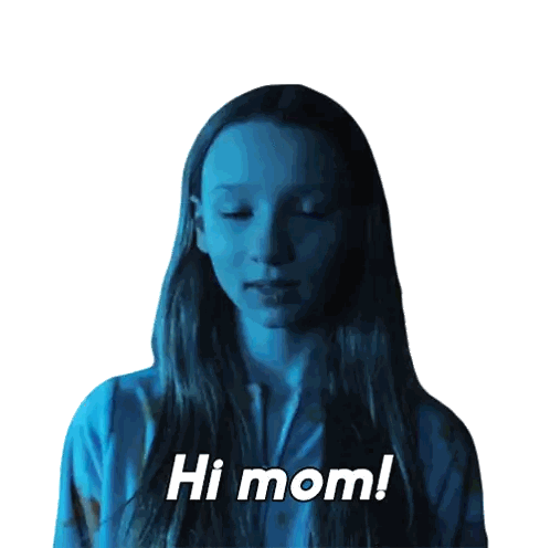 Girl With Long Hair Saying Hi Mom Sticker