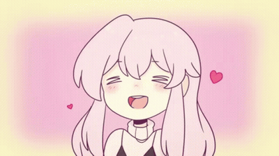 Girl With Long Pink Hair And A Heart GIF