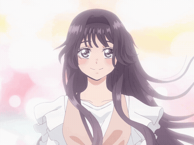Girl With Long Purple Hair And White Dress GIF