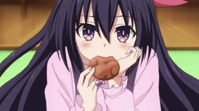 Girl With Long Purple Hair Eating Cookie GIF