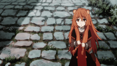 Girl With Long Red Hair On Brick Walkway GIF
