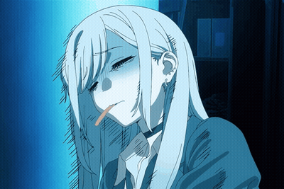 Girl With Long White Hair And Choker GIF
