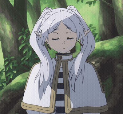 Girl With Long White Hair And Ears GIF