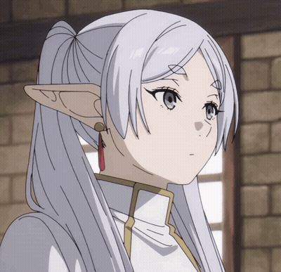 Girl With Long White Hair And Ears GIF