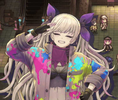 Girl With Long White Hair And Purple Bow GIF