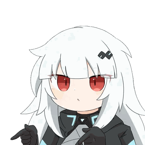 Girl With Long White Hair And Red Eyes Pointing Sticker