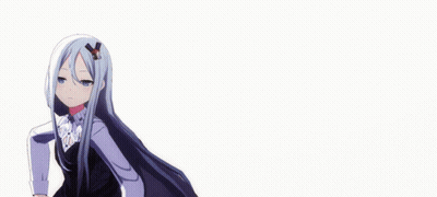 Girl With Long White Hair And Speech Bubble GIF