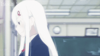 Girl With Long White Hair At Isekai Sign GIF