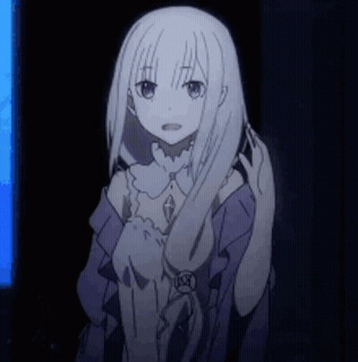 Girl With Long White Hair Standing In Dark GIF
