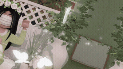 Girl With Mask And Flower Crown Laying In Bed GIF