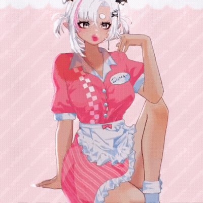 Girl With Name Tag Saying Dim GIF