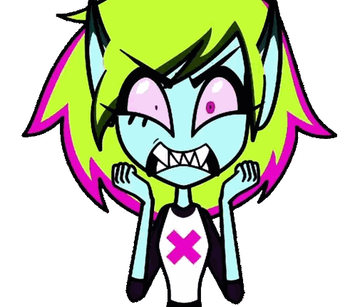 Girl With Neon Green Hair And Pink Cross Sticker