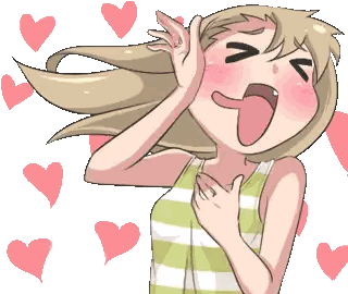 Girl With Open Mouth And Hearts Sticker