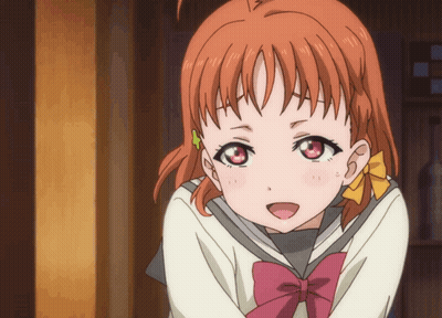 Girl With Orange Hair And Red Eyes In Pink Bow GIF