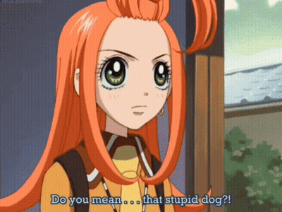 Girl With Orange Hair Saying Do You Mean That Stupid Dog GIF