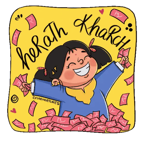Girl With Outstretched Arms Surrounded By Money Sticker