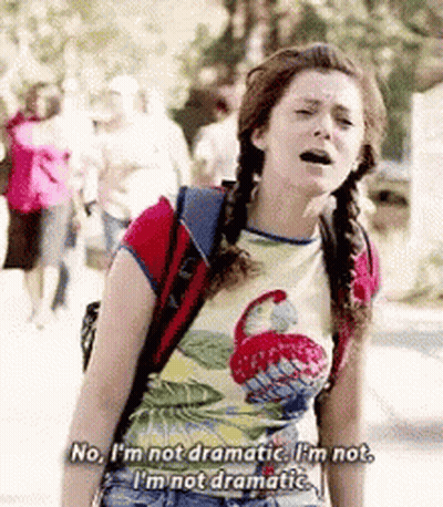Girl With Pigtails And Backpack Says No I'm Not Dramatic GIF