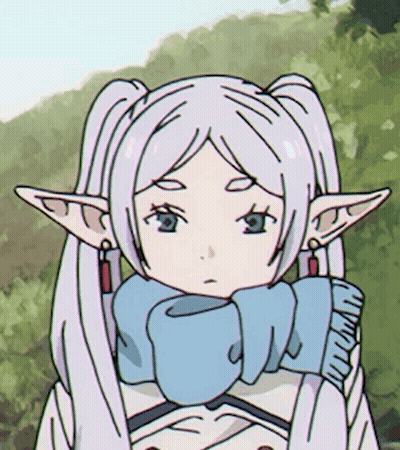 Girl With Pigtails And Elf Ears In Blue Scarf GIF