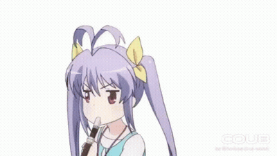 Girl With Pigtails Holding Microphone Making Face GIF