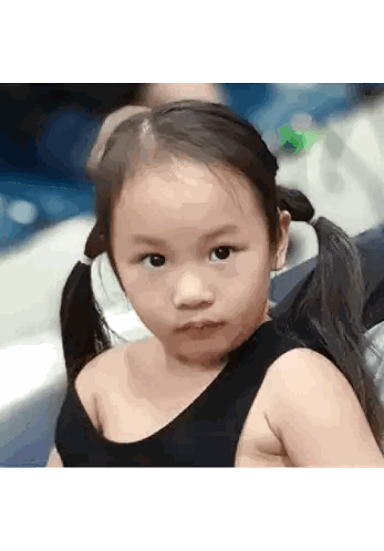 Girl With Pigtails In Black Tank Top Sticker