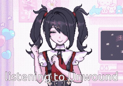 Girl With Pigtails Listening To Unwound GIF