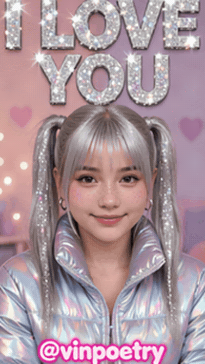 Girl With Pigtails Saying I Love You GIF