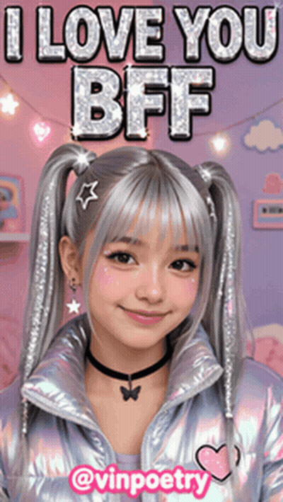 Girl With Pigtails Saying I Love You BFF GIF